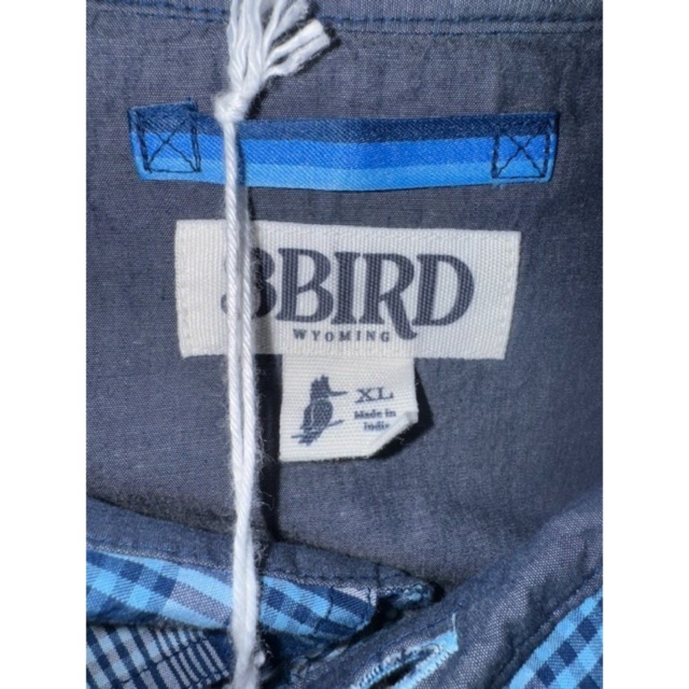 3BIRD Wyoming Mens XL Ranchester LS Plaid Long Sleeve Western Shirt Blue Snap - Picture 4 of 12